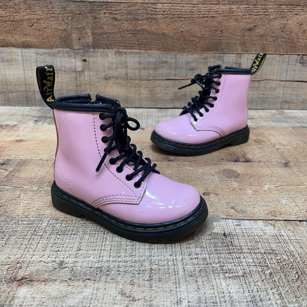 Dr. Martens Boots toddler Size 7 23 Pink Patent Leather 1460 T Ankle Combat